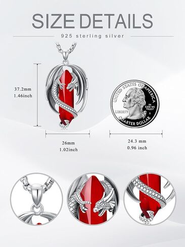 Dragon Necklace 925 Sterling Silver Crystal Dragon Pendant Healing Crystal Pendant Spiritual Protection Dragons Jewelry Gifts for Men Women in Saudi Arabia