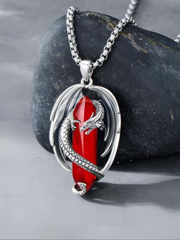 Dragon Necklace 925 Sterling Silver Crystal Dragon Pendant Healing Crystal Pendant Spiritual Protection Dragons Jewelry Gifts for Men Women in Saudi Arabia
