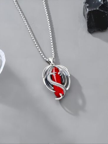 Dragon Necklace 925 Sterling Silver Crystal Dragon Pendant Healing Crystal Pendant Spiritual Protection Dragons Jewelry Gifts for Men Women in Saudi Arabia