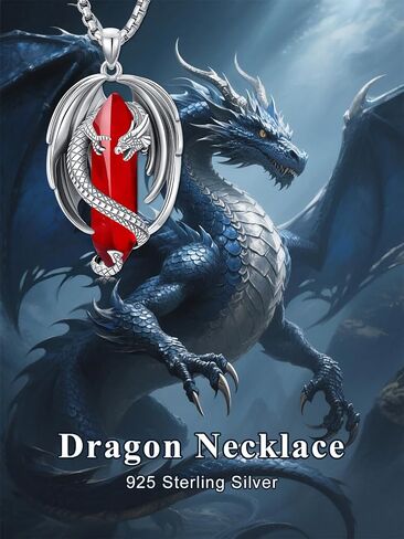 Dragon Necklace 925 Sterling Silver Crystal Dragon Pendant Healing Crystal Pendant Spiritual Protection Dragons Jewelry Gifts for Men Women in Saudi Arabia