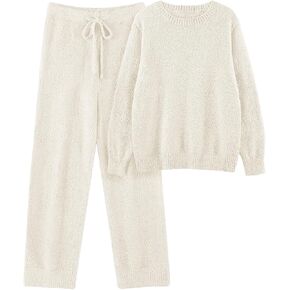 Womens Fleece Pajamas Sets Winter Fuzzy Soft Lounge Sets Warm Comfy Loungewear Outfits Sweater Pants 2 Piece Sleepwear in Saudi Arabia