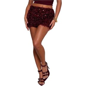 تنورة قصيرة نسائية من SweatyRocks مصنوعة من الترتر من الفرو الصناعي Y2k للحفلات والنوادي والخروج تنورة صيفية in Kuwait