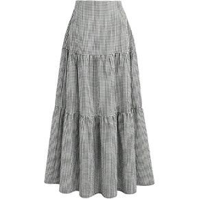 SOLY HUX Women's Plaid Gingham Maxi Skirt High Waisted A Line Ruffle Hem Long Flowy Skirts in Kuwait