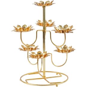 Lotus Tealight Candle Holder: Metal Candelabra Retro Candlestick Holder Buddhist Candlestick Holder Temple Candle Stand Chinese Style Buddhist Temple Decor in Saudi Arabia