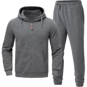 Men's Hooded Tracksuit 2 Pieces Set Zip up Fleece Sweatsuit Casual Outdoor Sports Jogging Suits Set in Saudi Arabia