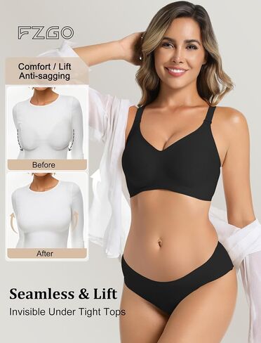 Womens Seamless Bras No Underwire Push Up Full Coverage Everyday Wireless Bra Comfortable Supportive Tshirt Bralette in Saudi Arabia