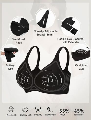 Womens Seamless Bras No Underwire Push Up Full Coverage Everyday Wireless Bra Comfortable Supportive Tshirt Bralette in Saudi Arabia