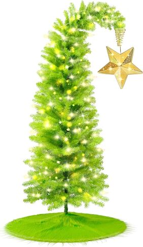 KPCB Tech Grinchs Christmas Tree 6ft with Star Topper and Skirt, Bendable Artificial Tree with Lights, Whimsical Christmas Trees Decoration with 150 LEDs in Saudi Arabia