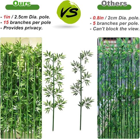 HOUSESET 6ft Artificial Bamboo Tree 10 Pack, Fake Bamboo Plant with Encrypted Silk Leaves for Garden Yard Indoor Outdoor Decor, Privacy Waterproof Faux Plants (6ft / 182cm) in Saudi Arabia