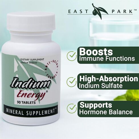 EAST PARK Research - Indium Energy - All Natural Indium Powerful Anti-Aging Support - Helps Increase Energy and Supports Mental Clarity, Sleep, Joints and Overall Sense of Well-Being - 90 Capsules in Kuwait