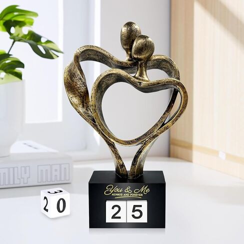 Anniversary Wedding Gifts for Couple Parents Wife Husband(1-99 Years) , Romantic Heart Decoration Couple Sculpture Love Statue for Her and Him, Anniversary Weddings Valentine's Gifts Home Decor(S) in Saudi Arabia