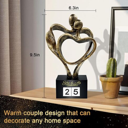 Anniversary Wedding Gifts for Couple Parents Wife Husband(1-99 Years) , Romantic Heart Decoration Couple Sculpture Love Statue for Her and Him, Anniversary Weddings Valentine's Gifts Home Decor(S) in Saudi Arabia