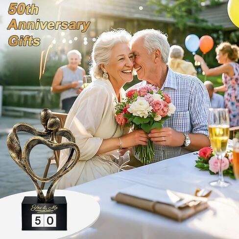 Anniversary Wedding Gifts for Couple Parents Wife Husband(1-99 Years) , Romantic Heart Decoration Couple Sculpture Love Statue for Her and Him, Anniversary Weddings Valentine's Gifts Home Decor(S) in Saudi Arabia