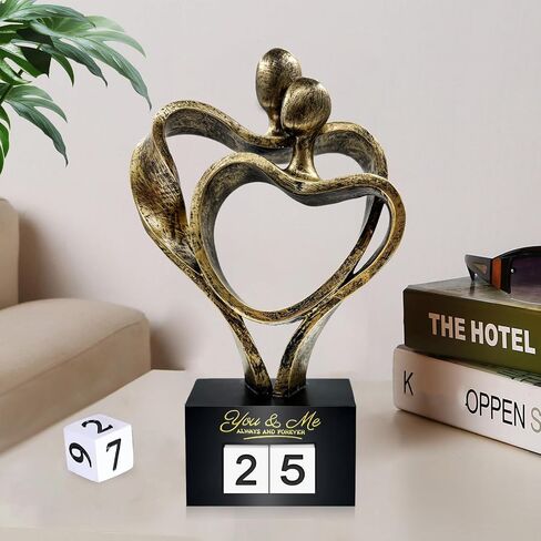 Anniversary Wedding Gifts for Couple Parents Wife Husband(1-99 Years) , Romantic Heart Decoration Couple Sculpture Love Statue for Her and Him, Anniversary Weddings Valentine's Gifts Home Decor(S) in Saudi Arabia
