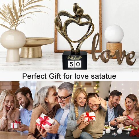 Anniversary Wedding Gifts for Couple Parents Wife Husband(1-99 Years) , Romantic Heart Decoration Couple Sculpture Love Statue for Her and Him, Anniversary Weddings Valentine's Gifts Home Decor(S) in Saudi Arabia