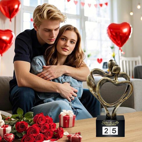 Anniversary Wedding Gifts for Couple Parents Wife Husband(1-99 Years) , Romantic Heart Decoration Couple Sculpture Love Statue for Her and Him, Anniversary Weddings Valentine's Gifts Home Decor(S) in Saudi Arabia