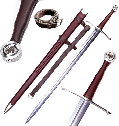 49" Medieval Western King Arthur Sword with Leather Sheath Sharp Full Tang Real,High Carbon Steel Two-Handed Long Sword in Kuwait
