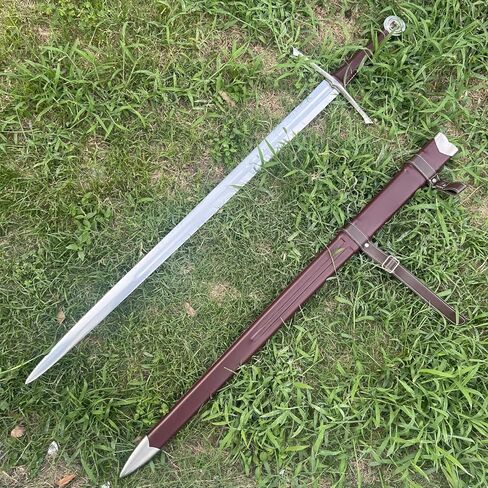 49" Medieval Western King Arthur Sword with Leather Sheath Sharp Full Tang Real,High Carbon Steel Two-Handed Long Sword in Kuwait