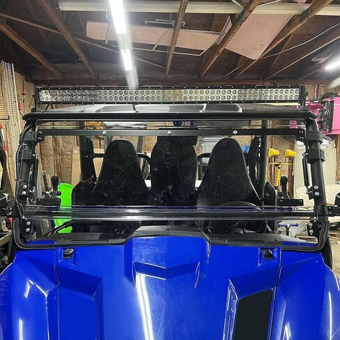 KUAFU 2 في 1 زجاج أمامي قابل للطي متوافق مع 2018-2020 Yamaha Wolverine X2 X4 يتضمن زنبرك غاز مقاوم للخدش مفتوح ومغلق - شفاف in Saudi Arabia