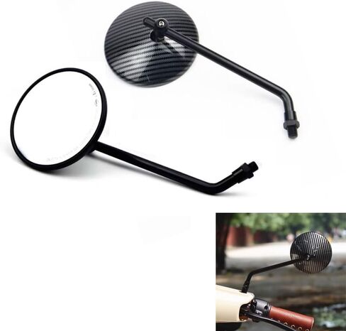 دراجة نارية مرآة جانبية 4 ''مرآة محدبة الرؤية الخلفية مرايا مستديرة 10 مللي متر للدراجات النارية سكوتر دراجة كهربائية-(فضية) in Kuwait