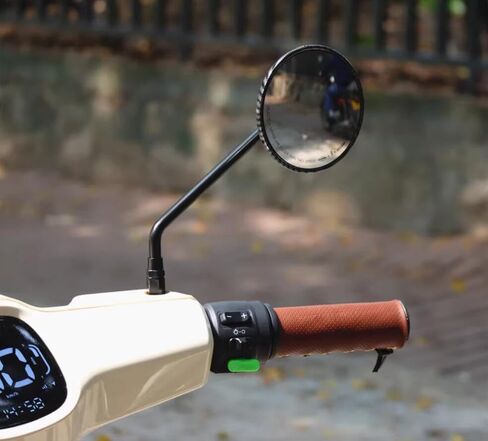 دراجة نارية مرآة جانبية 4 ''مرآة محدبة الرؤية الخلفية مرايا مستديرة 10 مللي متر للدراجات النارية سكوتر دراجة كهربائية-(فضية) in Kuwait