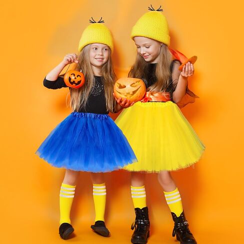 12pcs Halloween Costume Accessories for Adult Couples/Friends/Sisters, Twin Costumes Fun Dress-Up Props for Cosplay & Party Outfits, Goggles/Yellow Beanie/Tutu Skirt/Suspenders/Gloves/Socks in Saudi Arabia