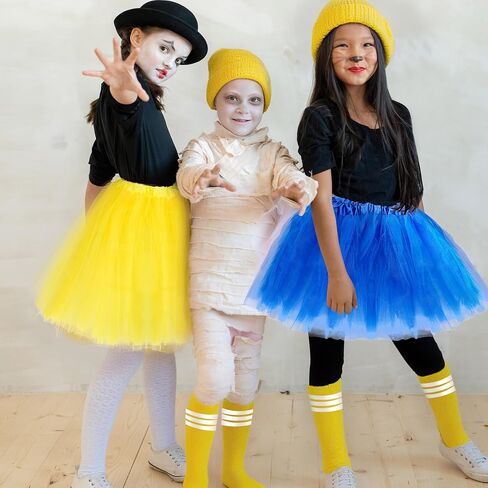 12pcs Halloween Costume Accessories for Adult Couples/Friends/Sisters, Twin Costumes Fun Dress-Up Props for Cosplay & Party Outfits, Goggles/Yellow Beanie/Tutu Skirt/Suspenders/Gloves/Socks in Saudi Arabia