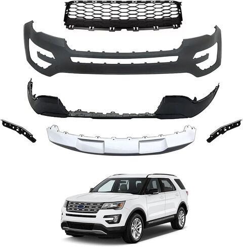 Explorer Front Bumper Cover Kit Fits 2016 2017 Fo-rd Explorer Base, XLT, Limited, Sport, Platinum W/Lower Grille Grill & Skid Plate - Full Body Set in Saudi Arabia