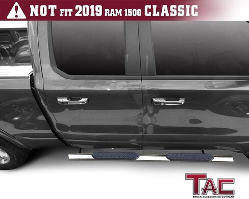لوحات تشغيل ذات خطوات جانبية TAC تناسب 2019-2025 RAM 1500 Quad Cab (باستثناء 2019-2024 RAM 1500 Classic) شاحنة بيك اب 4.25 بوصة نسيج بيضاوي منحني قضبان جانبية سوداء in Saudi Arabia