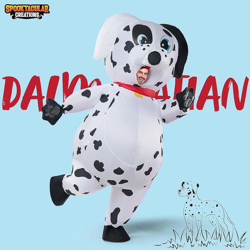 Spooktacular Creations Adult Inflatable Costume, Full Body Dalmatian Blow-up Outfit, Inflatable Puppy Suit for Themed Parties in Saudi Arabia