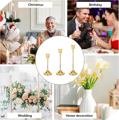6 قطع من حوامل الشموع المستدقة، حامل شمعدان معدني طويل القامة، حامل عصا الشموع الذهبية للشموع العمودية، شمعدانات للحفلات، مدفأة الزفاف، طاولة الطعام، ديكور الهالوين in Saudi Arabia