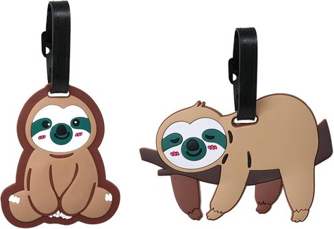 2PCS Cute Sloth Luggage Tags Adorable Cartoon Animal Travel Baggage Tags Suitcase Identify Labels Travel Supplies for Women Men in Saudi Arabia