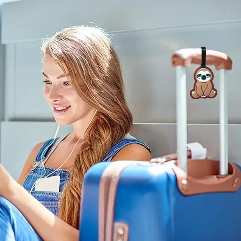 2PCS Cute Sloth Luggage Tags Adorable Cartoon Animal Travel Baggage Tags Suitcase Identify Labels Travel Supplies for Women Men in Saudi Arabia