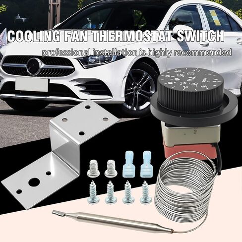 3-pin Adjustable Electric Cooling Fan Temperature Control Switch, Temperature Control Probe Sensor Kit, Replacement for Many Car Truck and RV Models in Saudi Arabia