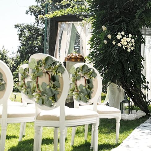 4 Pcs Candle Rings Artificial Eucalyptus Leaves Wreaths 10 Inch Candle Rings Wreaths Small Boho Wreath Pillar Candle Holder for Wedding Home Door Tabletop Decoration (Elegant Eucalyptus Leaf) in Saudi Arabia