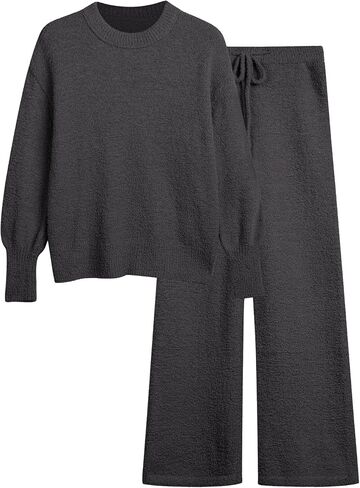 Women's 2 Piece Fuzzy Fleece Pajama Set Long Sleeve Fall Winter Pajamas Lounge Sets 2025 Trendy Pajamas in Kuwait