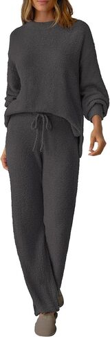Women's 2 Piece Fuzzy Fleece Pajama Set Long Sleeve Fall Winter Pajamas Lounge Sets 2025 Trendy Pajamas in Kuwait