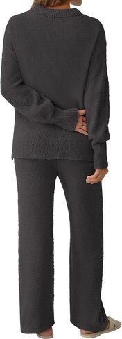 Women's 2 Piece Fuzzy Fleece Pajama Set Long Sleeve Fall Winter Pajamas Lounge Sets 2025 Trendy Pajamas in Kuwait