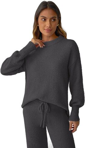 Women's 2 Piece Fuzzy Fleece Pajama Set Long Sleeve Fall Winter Pajamas Lounge Sets 2025 Trendy Pajamas in Kuwait