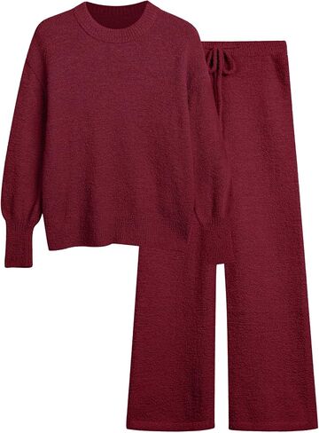 Women's 2 Piece Fuzzy Fleece Pajama Set Long Sleeve Fall Winter Pajamas Lounge Sets 2025 Trendy Pajamas in Kuwait