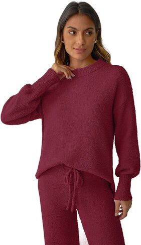 Women's 2 Piece Fuzzy Fleece Pajama Set Long Sleeve Fall Winter Pajamas Lounge Sets 2025 Trendy Pajamas in Kuwait