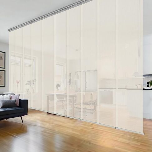 Web 10-Panel Double Rail Satin Nickel Panel Track Extendable 120"-218" W x 116" H, Panel Width 23.5" in Saudi Arabia