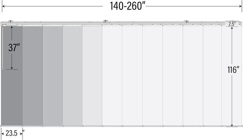 Meshed Tope 12-Panel Double Rail Satin Nickel Panel Track Extendable 140"-260" W x 116" H, Panel Width 23.5" in Saudi Arabia