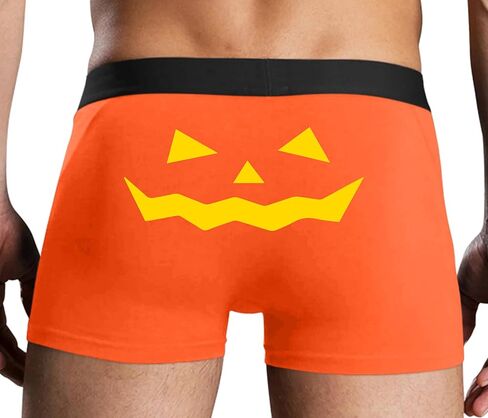 Knaughty Knickers Jack O Lantern Face Mens Boxer Briefs with Pumpkin Halloween Design No Fly Stretchy Sexy Colorful Trunks in Kuwait