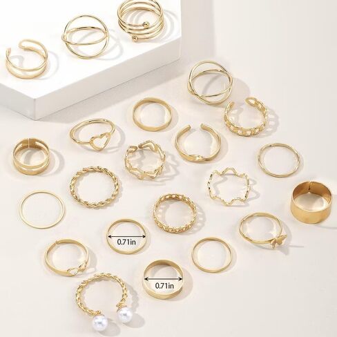 Women's Stackable Ring Set, Trendy Knuckle Rings with Heart, Butterfly and Wave Styles in Saudi Arabia