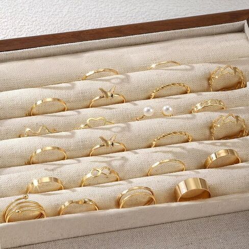 Women's Stackable Ring Set, Trendy Knuckle Rings with Heart, Butterfly and Wave Styles in Saudi Arabia
