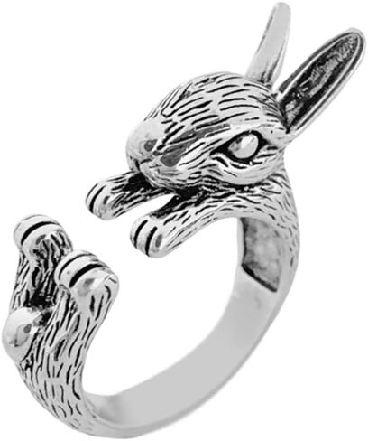 OIDIMS Unique Rabbit Statement Biker Rings for Women Men Cute Animal Pet Open Adjustable Stacking Bunny Ring Wrap Thumb Expandable Vintage Style Funny Comfort Fit Easter Party Friendship Jewelry in Saudi Arabia