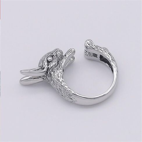 OIDIMS Unique Rabbit Statement Biker Rings for Women Men Cute Animal Pet Open Adjustable Stacking Bunny Ring Wrap Thumb Expandable Vintage Style Funny Comfort Fit Easter Party Friendship Jewelry in Saudi Arabia