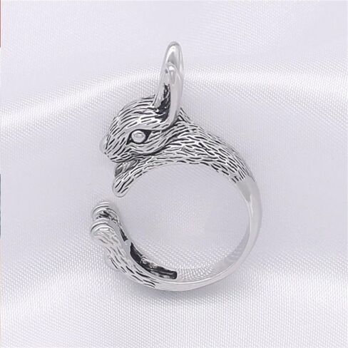 OIDIMS Unique Rabbit Statement Biker Rings for Women Men Cute Animal Pet Open Adjustable Stacking Bunny Ring Wrap Thumb Expandable Vintage Style Funny Comfort Fit Easter Party Friendship Jewelry in Saudi Arabia