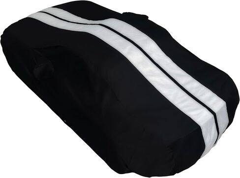غطاء سيارة Chevy Camaro - مقاس مخصص داخلي/خارجي - Ultraguard Plus 300 Denier مقاوم للماء للأشعة فوق البنفسجية والمطر - مناسب تمامًا لسيارة شيفروليه Camaros 2010-2024 (أسود مع خطوط حمراء) in Saudi Arabia